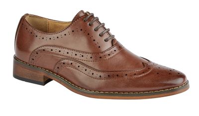 Boys Goor B9556 5 Eye Wing Capped Brown Brogue Oxford Shoes B9556B