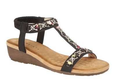 Ladies Cipriata L072 Jewelled Sling Back Wedged Sandals  L072A