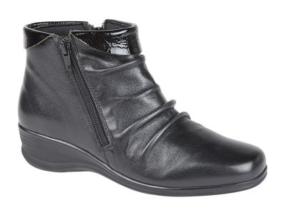 Mod Comfys L215 Leather Mid Cut  Ruched  Ladies Fashion Ankle Boots  L215A