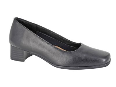 Ladies Mod Comfys L989A Formal Black Leather Plain Court Shoes L989A