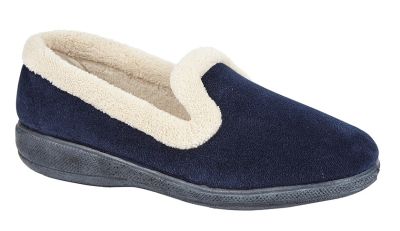 Ladies Full Slippers Sleepers SOPHIA Textile Navy Wine LS340C