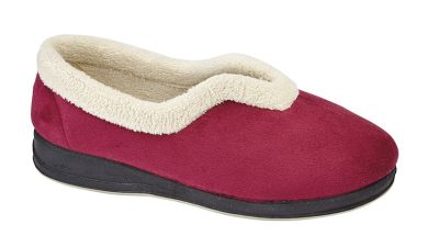 Sleepers OLIVIA Soft Faux Suede Terry Lining V front Slippers Navy Wine LS341BD