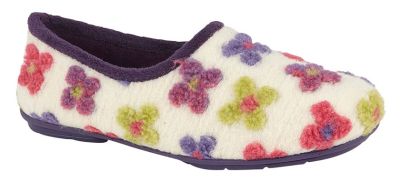 SLEEPERS GRACIE Knitted Multi Flower Floral Memory Sock Full Slippers LS382BE