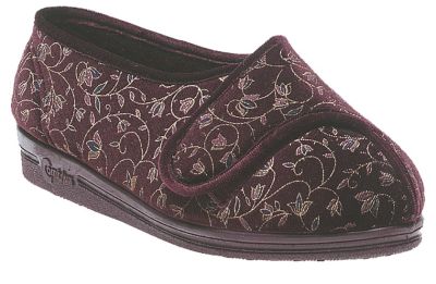 Comfylux Helen LS467 Superwide Touch Fasten Velour Slippers LS467D