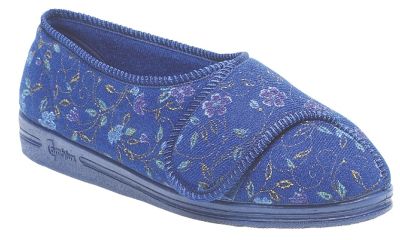 Comfylux Davina LS667 Floral Printed Extra Wide Touch Fasten Slippers  LS667C