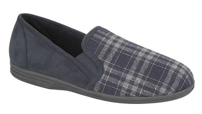  Zedzzz HARLEY Checked Textile Velour Indoor Slippers MS320C