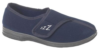 Zedzzz CONNOR MS477 Mens  Touch Fastening Navy Blue Xtra Wide Indoor Slippers  MS477C