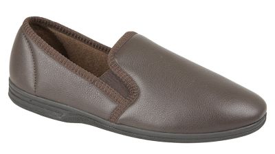 Zedzzz IVOR MS499 Grained Leather Look Indoor Full Slippers MS499B