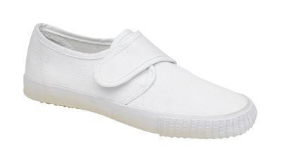 DEK R6305 Junior Touch Fastening Classic School Plimsolls All White R6305JR