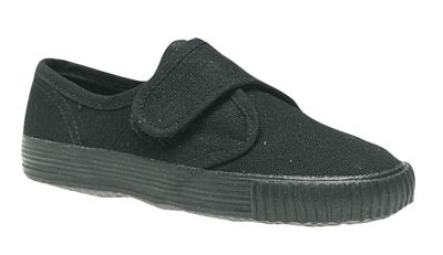 DEK Junior Touch Fastening Classic School Plimsolls All Black  R6306JR