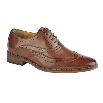 Boys Goor B9556 5 Eye Wing Capped Brown Brogue Oxford Shoes B9556B