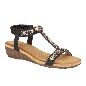 Ladies Cipriata L072 Jewelled Sling Back Wedged Sandals  L072A