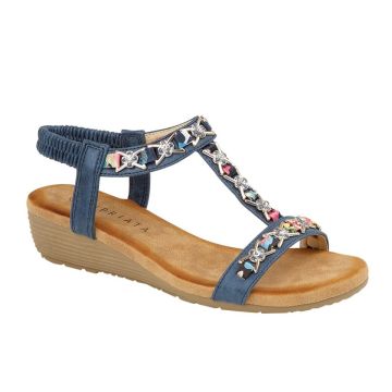 Ladies Cipriata L072 Jewelled Sling Back Wedged Sandals  L072C