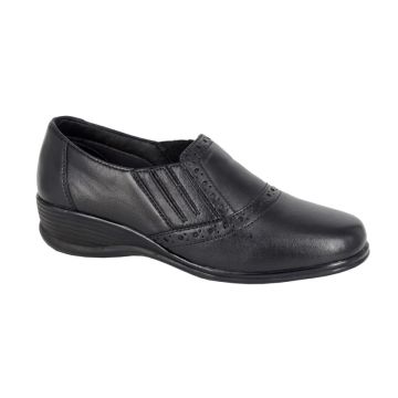 Ladies Basics Mod Comfys L211 Leather Shoes Black Metalic L211A