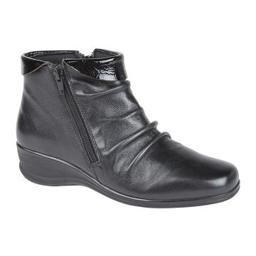 Mod Comfys L215 Leather Mid Cut  Ruched  Ladies Fashion Ankle Boots  L215A