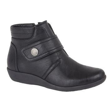 Boulevard Flat X Wide EE Fit Touch Fasten/Inside Zip Ankle Boot L444A