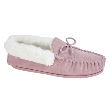 Mokkers EMILY Leather Moccasin Slipper Real Wool Lining LS338PK