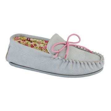 Ladies Mokkers Lily Real Suede Moccasin Floral Lined Slippers LS339F