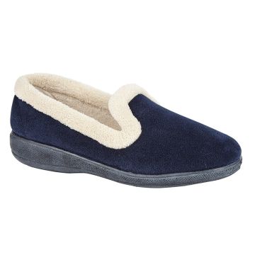 Ladies Full Slippers Sleepers SOPHIA Textile Navy Wine LS340C