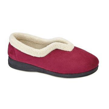 Sleepers OLIVIA Soft Faux Suede Terry Lining V front Slippers Navy Wine LS341BD