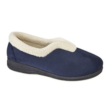 Sleepers OLIVIA Soft Faux Suede Terry Lining V front Slippers Navy Wine LS341C