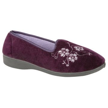 Laides Zedzzz JENNY Embroidered Textile Tab Full Slipper  LS348P