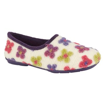 SLEEPERS GRACIE Knitted Multi Flower Floral Memory Sock Full Slippers LS382BE