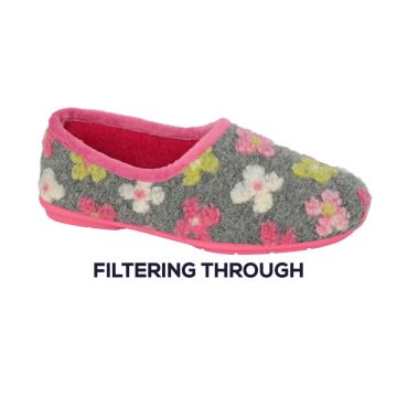 SLEEPERS GRACIE Knitted Multi Flower Floral Memory Sock Full Slippers LS382FM