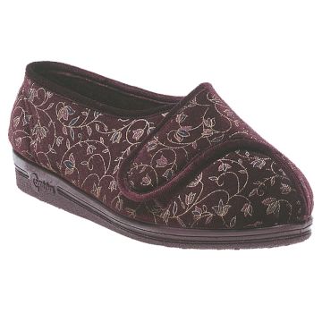 Comfylux Helen LS467 Superwide Touch Fasten Velour Slippers LS467D