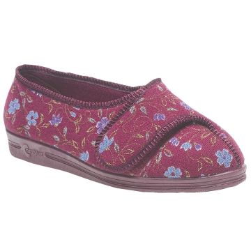 Comfylux Davina LS667 Floral Printed Extra Wide Touch Fasten Slippers  LS667D