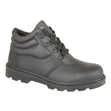 Grafters M240A Treaded Safety Boot Black Grain Leather M240A