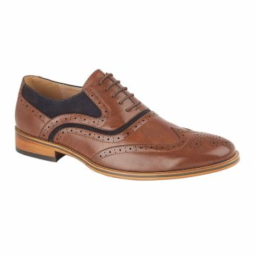 GOOR M499 5 Eye Brogue Oxford Shoe Brown/Navy Brogue Style  M499B