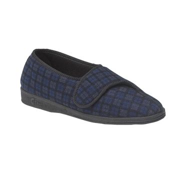 Comfylux PAUL MS236 Touch Fastening Checked Extra Wide Fitting Slipper  MS236C