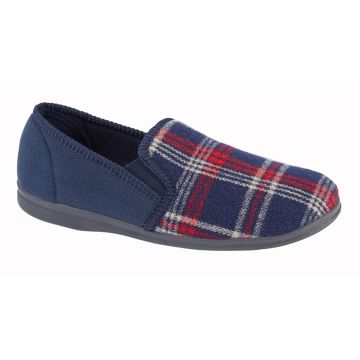  SLEEPERS 'JIM' Check Velour Twin Gusset Slipper MS304CK