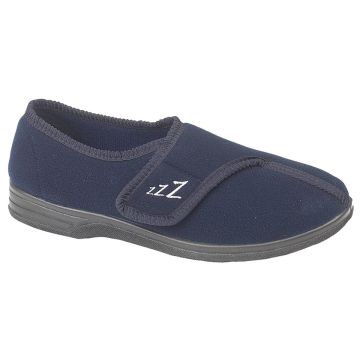 Zedzzz CONNOR MS477 Mens  Touch Fastening Navy Blue Xtra Wide Indoor Slippers  MS477C