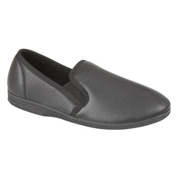 Zedzzz IVOR MS499 Grained Leather Look Indoor Full Slippers MS499A