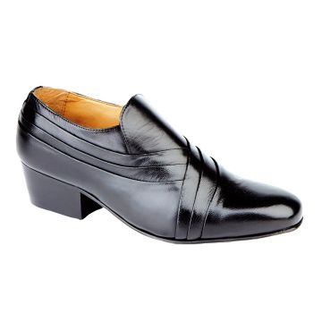 Montecatini MT5114 Leather Pleated Vamp Cuban Heel Party Slip On Shoes MT5114A