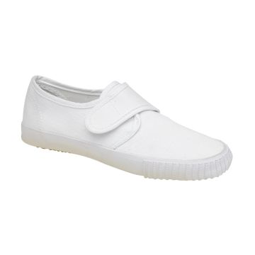 DEK R6305 Junior Touch Fastening Classic School Plimsolls All White R6305JR