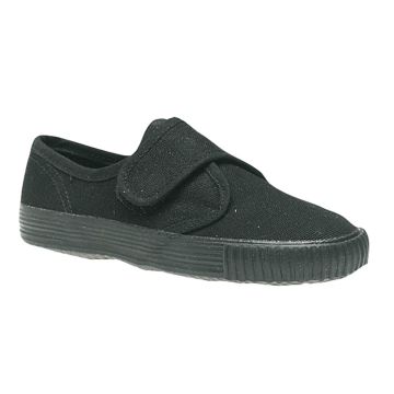 DEK Junior Touch Fastening Classic School Plimsolls All Black  R6306JR