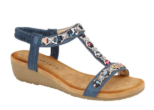 Ladies Cipriata L072 Jewelled Sling Back Wedged Sandals  L072C