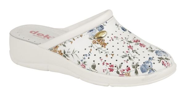 DEK L210 Floral Clog Leather Slip On Nursing Clogs Mule Shoes  L210GM