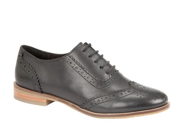 Cipriata L324A Ladies Black Leather Lace Up Brogue Smart Shoes L324A