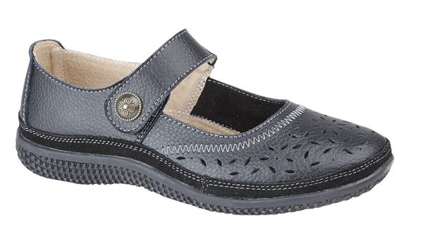 Boulevard L408 Casual Wide Fitting Touch Fastening Perforated Bar Shoes  L408A