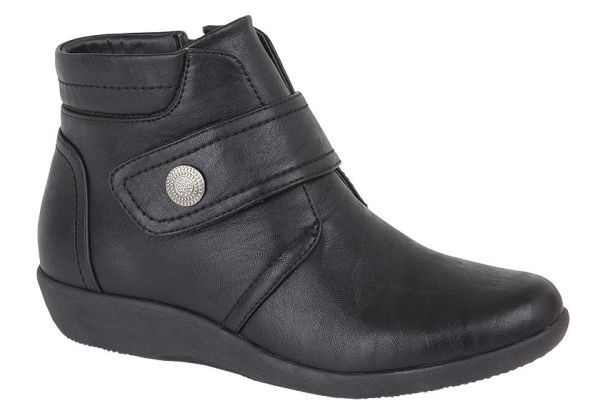 Boulevard Flat X Wide EE Fit Touch Fasten/Inside Zip Ankle Boot L444A