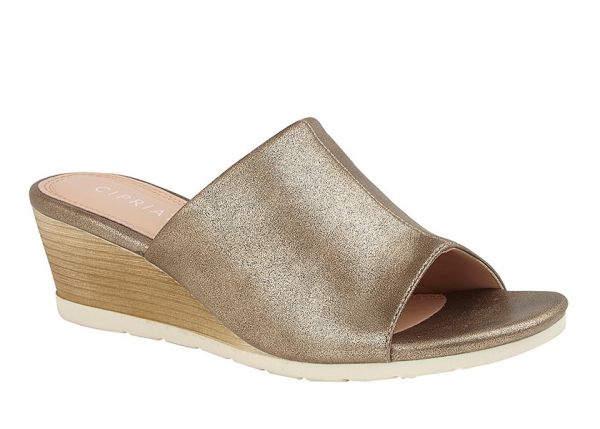 CIPRIATA L592 'DANTINA' Sleeve Round High Wedge Mule Sandal L592BG