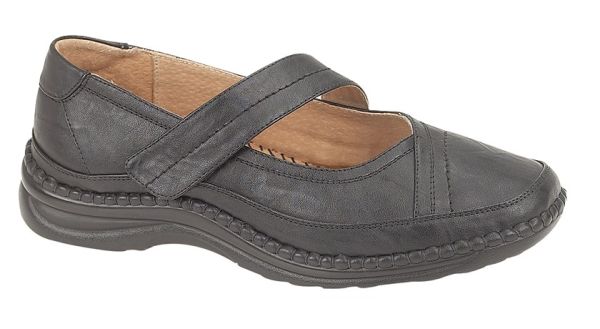 Boulevard L981A Black Extra Wide Touch Fastening Shoes L981A