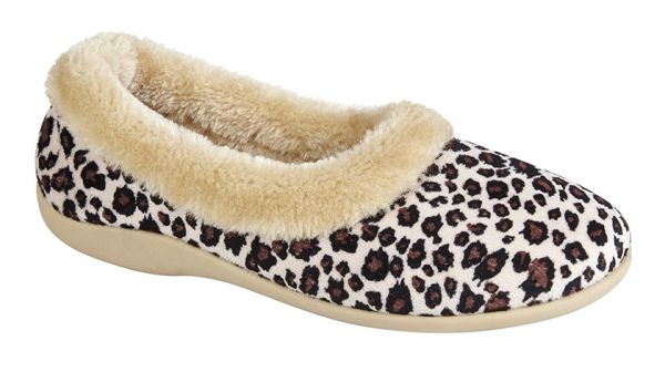 Sleepers PENNY LS314 ladies Fur Collar Leopard Full Slippers  LS314M