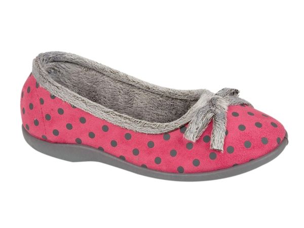 Sleepers LOUISE Polka Dot Bow Memory Foam Indoor Slipper LS325PK