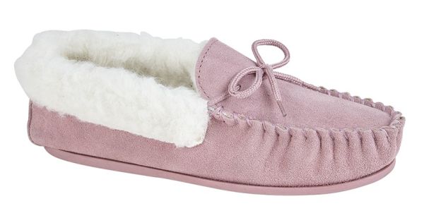 Mokkers EMILY Leather Moccasin Slipper Real Wool Lining LS338PK