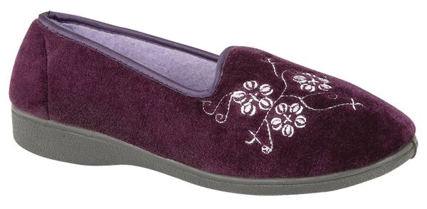 Laides Zedzzz JENNY Embroidered Textile Tab Full Slipper  LS348P